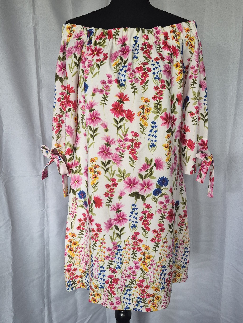 Vince Camuto Floral Dress Sz 6 Off Shoulder Pink White Multicolor Lined